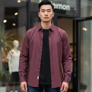 Express Mens Slim Button-up Collared Shirt